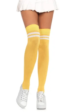 Ribbed Athletic Thigh High Stockings