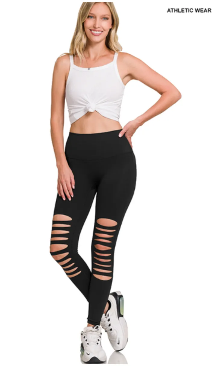 Ripped Athletic High Waist Leggings