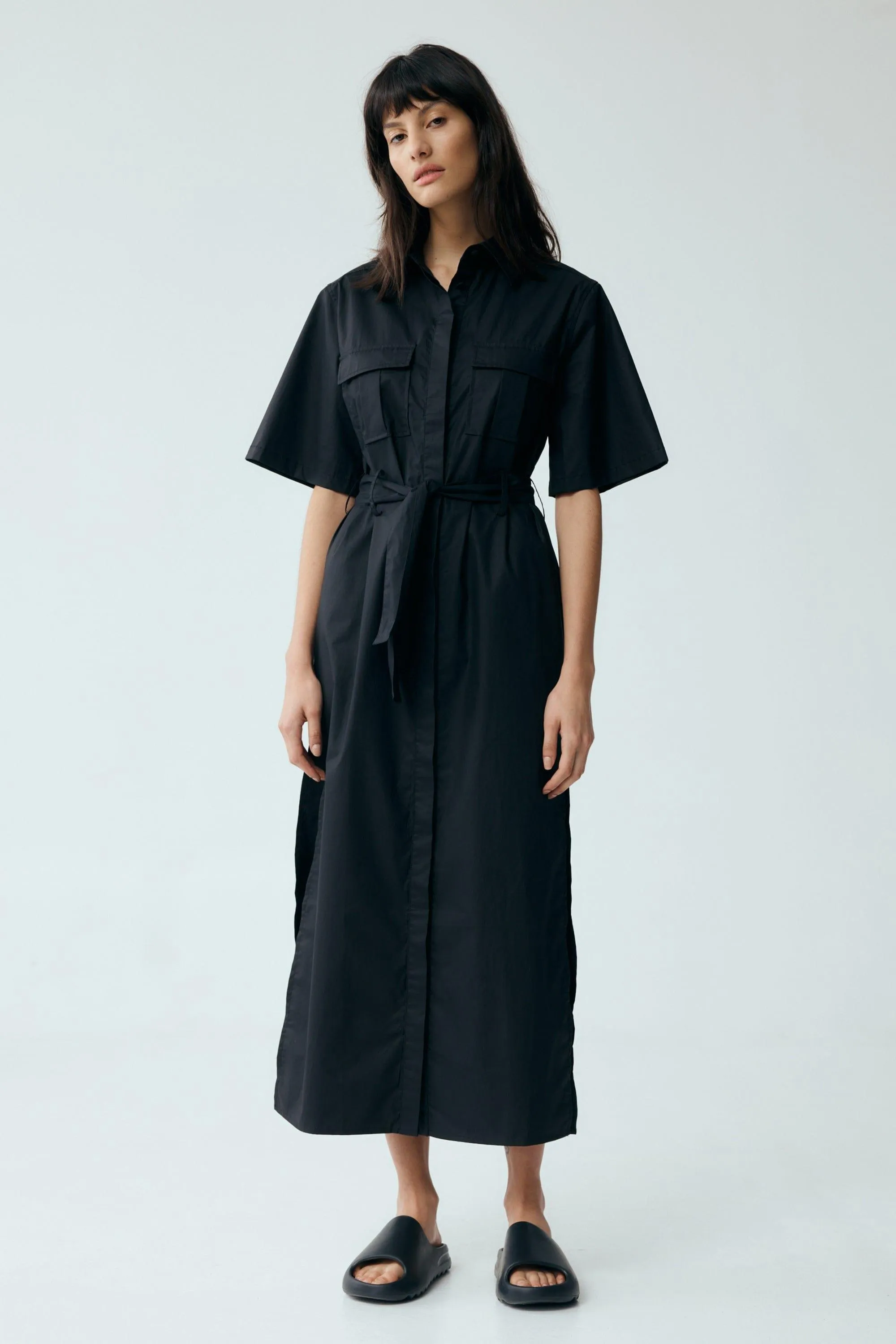 ROAM MAXI SHIRT DRESS | BLACK | FINAL SALE
