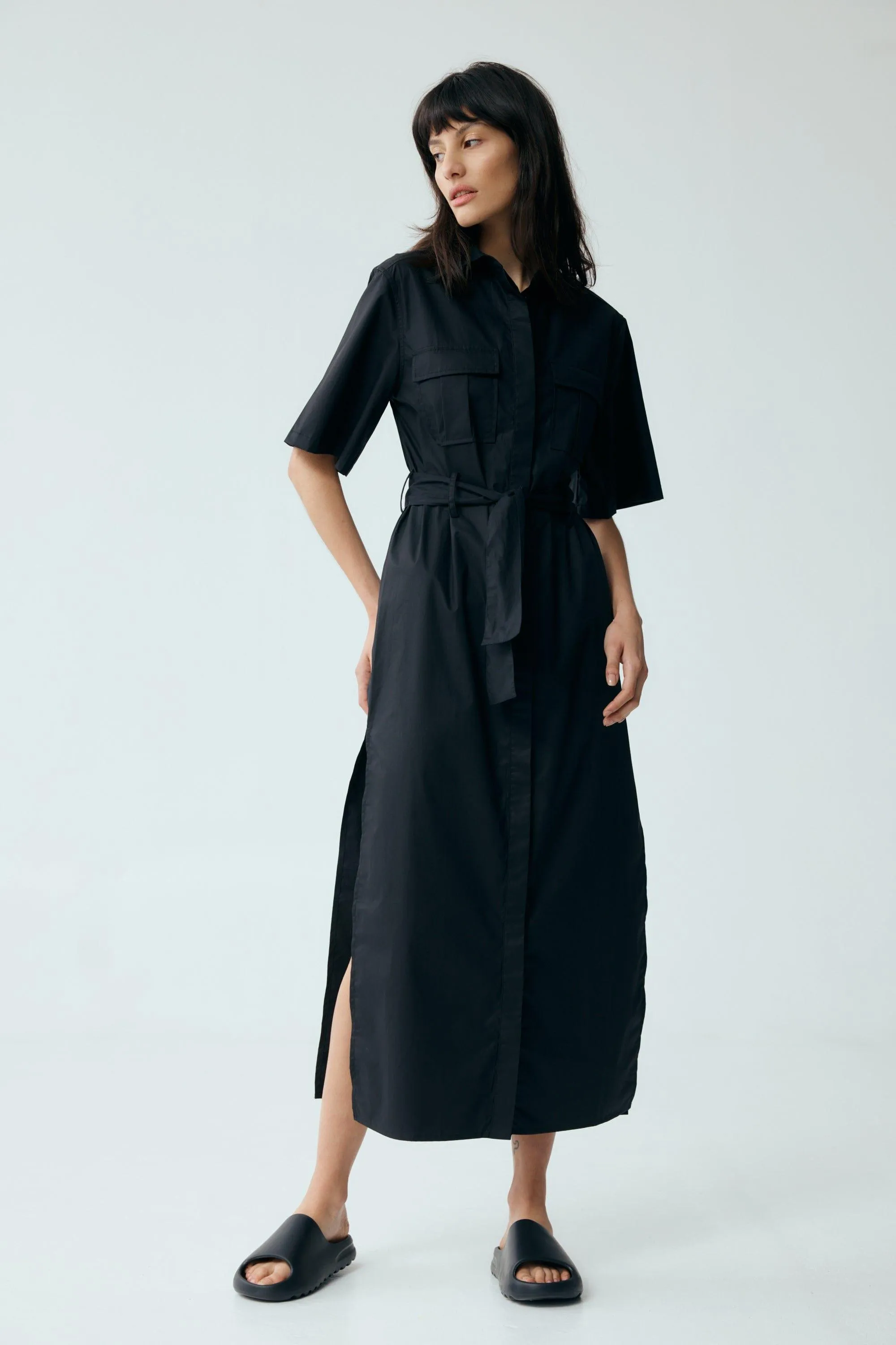 ROAM MAXI SHIRT DRESS | BLACK | FINAL SALE