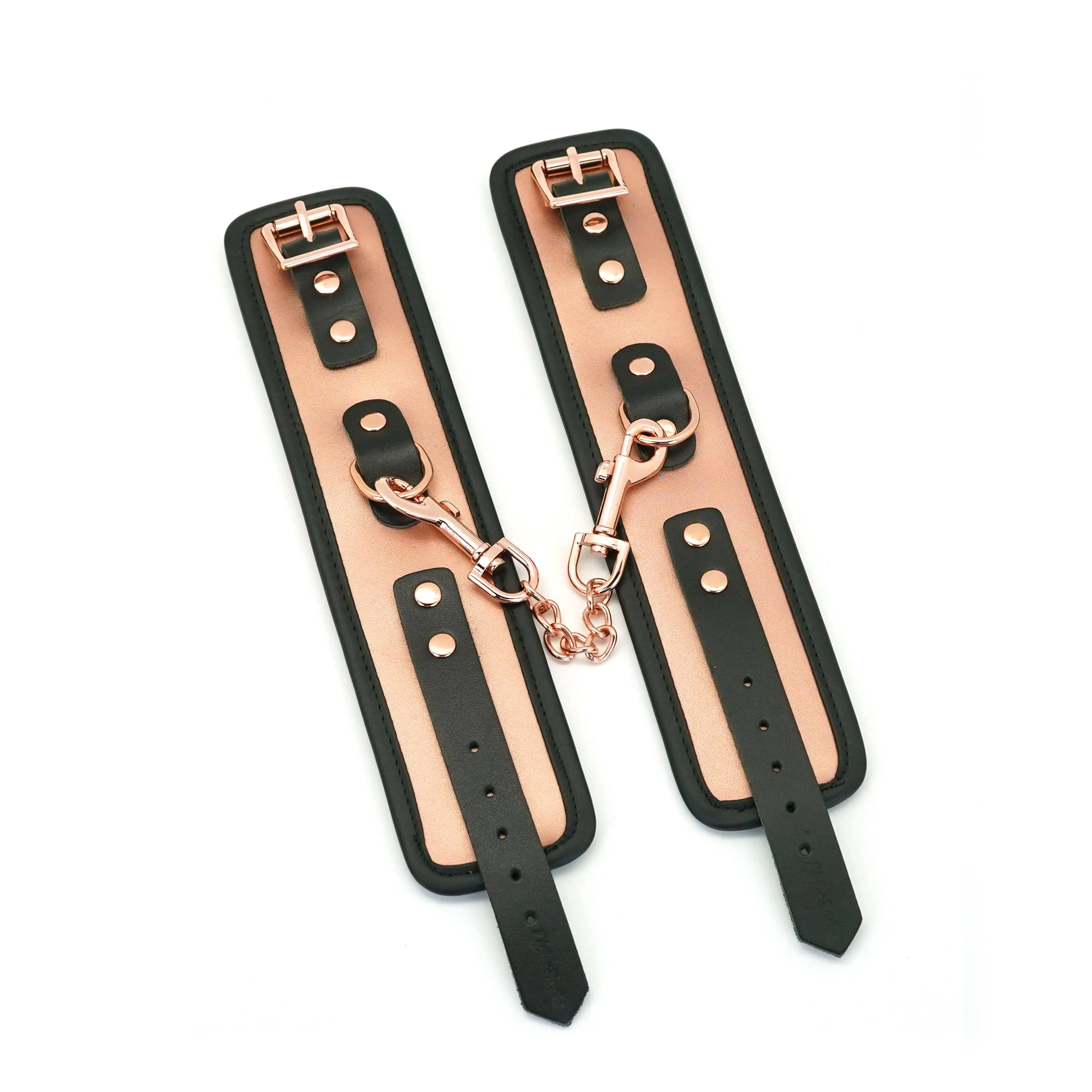 Rose Gold Leather Handcuffs