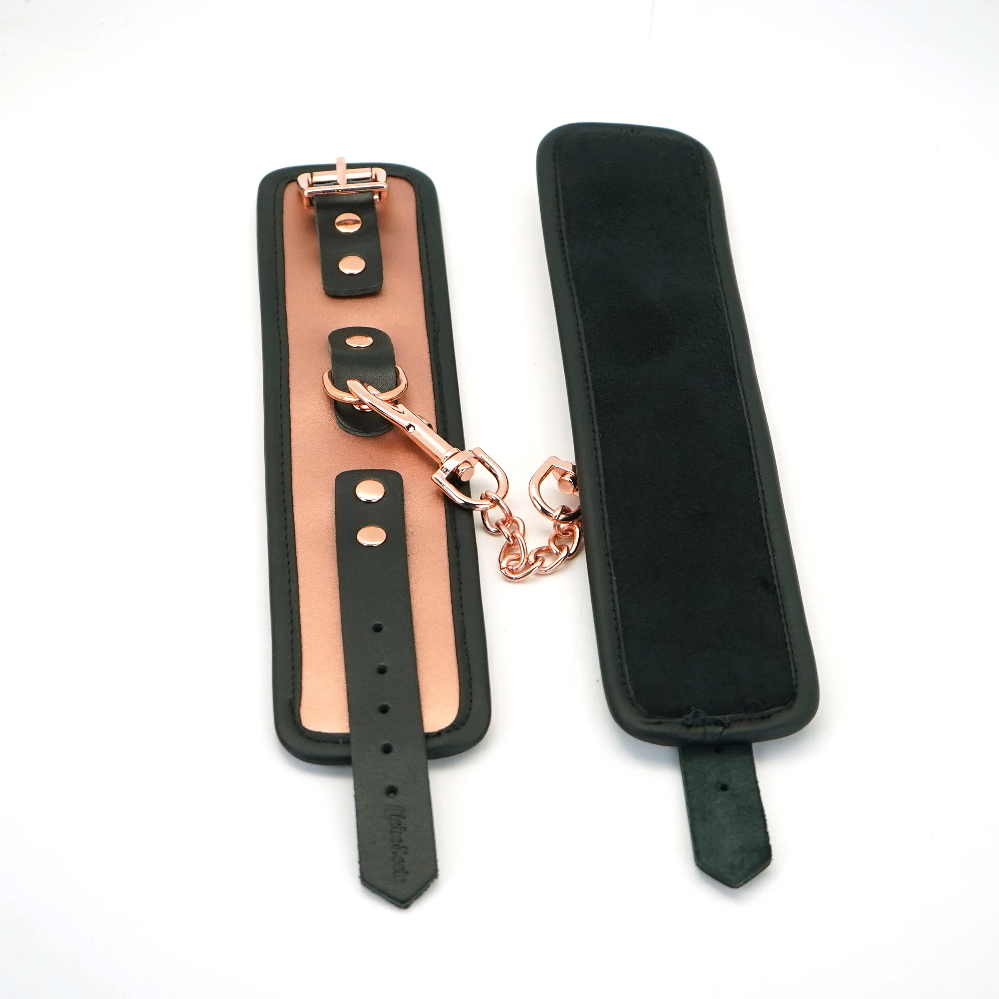 Rose Gold Leather Handcuffs