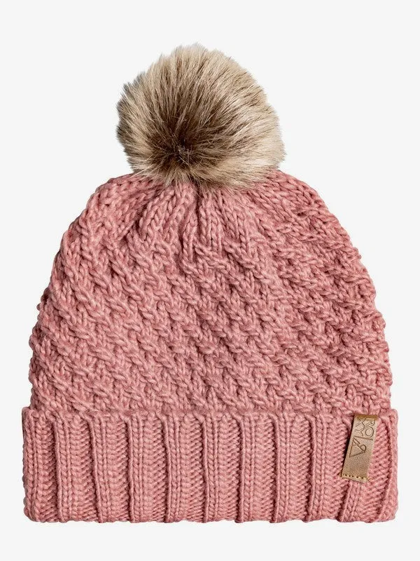 Roxy Womens Blizzard Pom-Pom Beanie - Dusty Rose