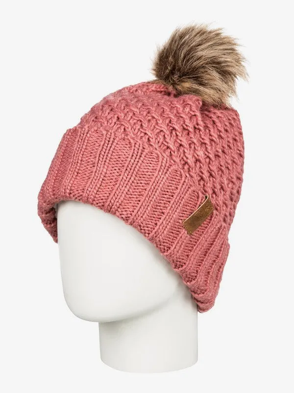 Roxy Womens Blizzard Pom-Pom Beanie - Dusty Rose