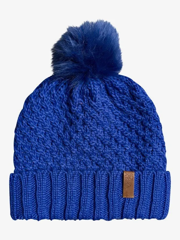 Roxy Womens Blizzard Pom-Pom Beanie - Mazarine Blue