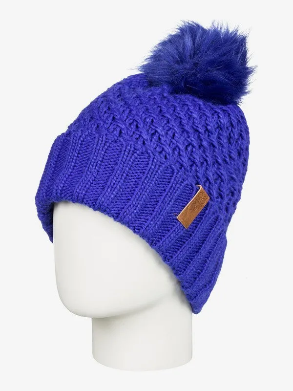 Roxy Womens Blizzard Pom-Pom Beanie - Mazarine Blue