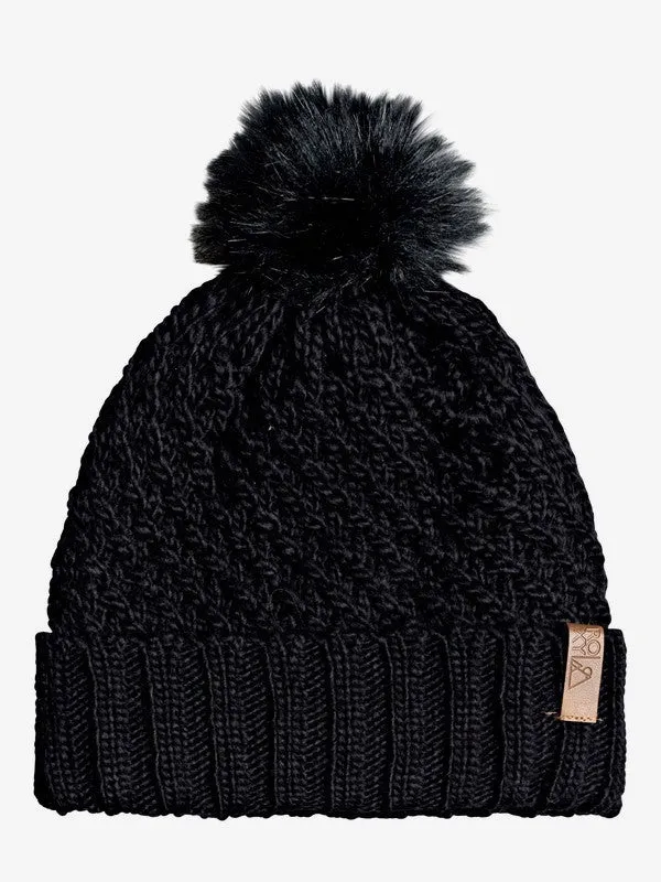 Roxy Womens Blizzard Pom-Pom Beanie - True Black