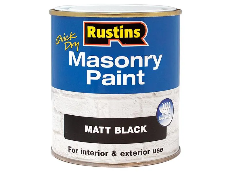 Rustins Quick Dry Masonry Paint Black 500Ml