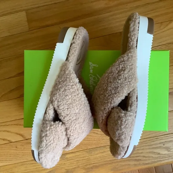 Sam Edelman Alice Faux Fur Shearling Slide Sandal Camel SZ 9.5