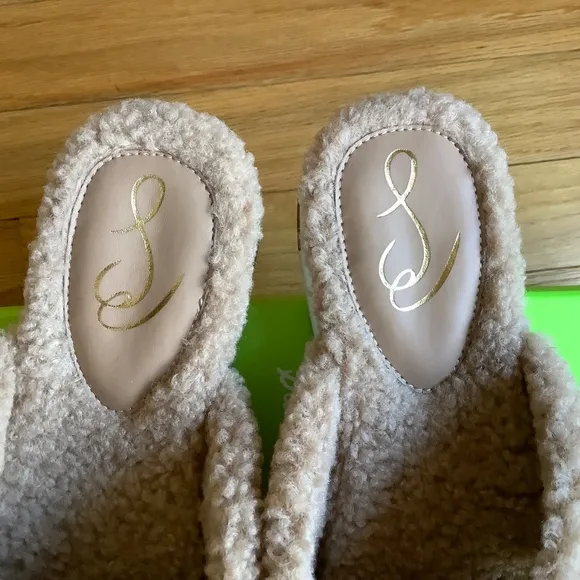 Sam Edelman Alice Faux Fur Shearling Slide Sandal Camel SZ 9.5