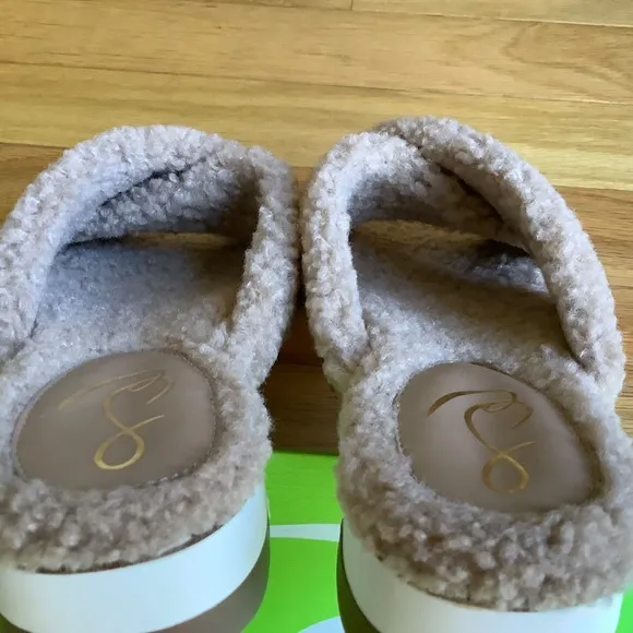 Sam Edelman Alice Faux Fur Shearling Slide Sandal Camel SZ 9.5