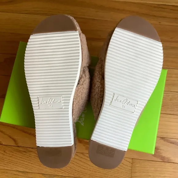 Sam Edelman Alice Faux Fur Shearling Slide Sandal Camel SZ 9.5
