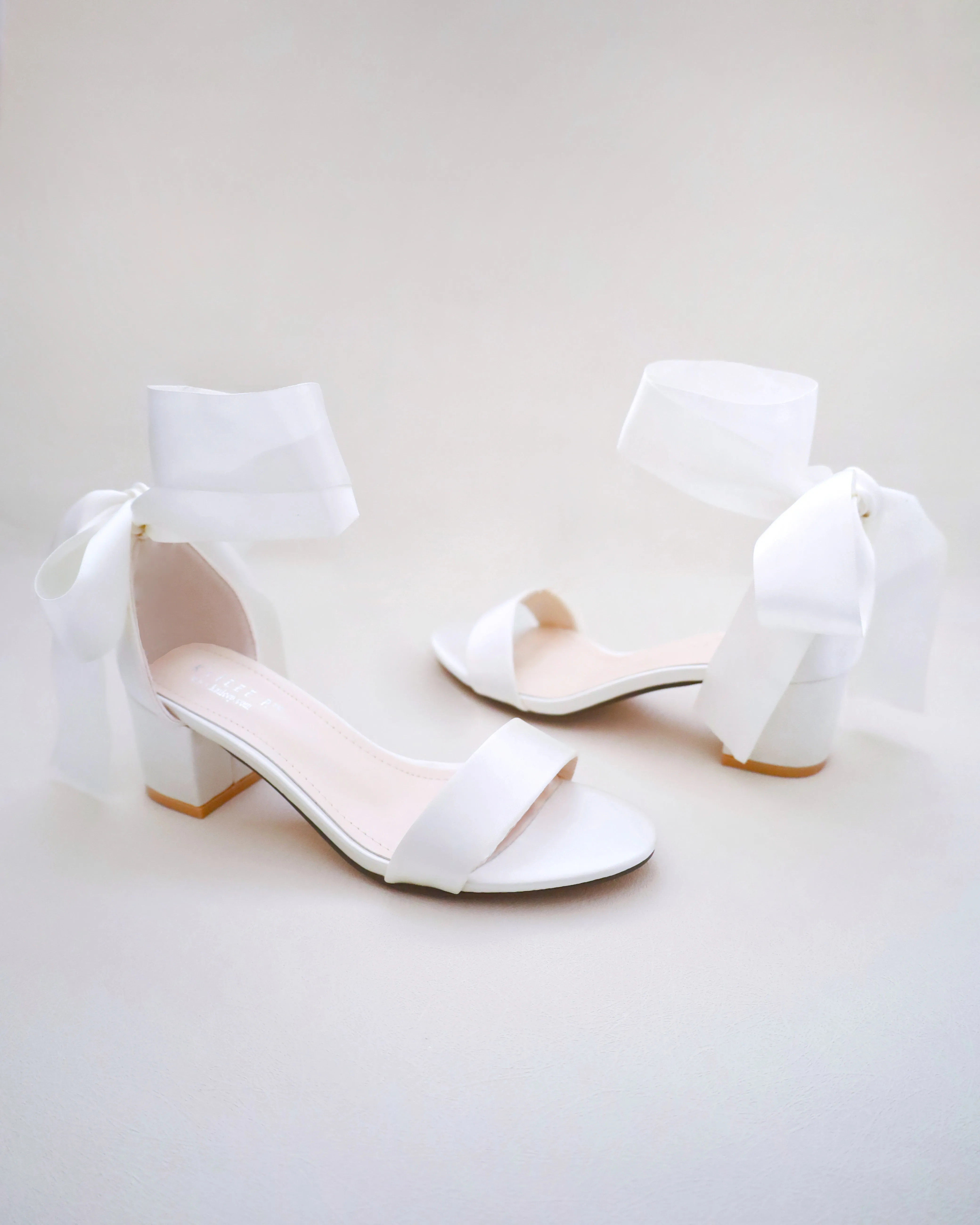 Satin Block Heel Sandal with Wrapped Ribbon Tie