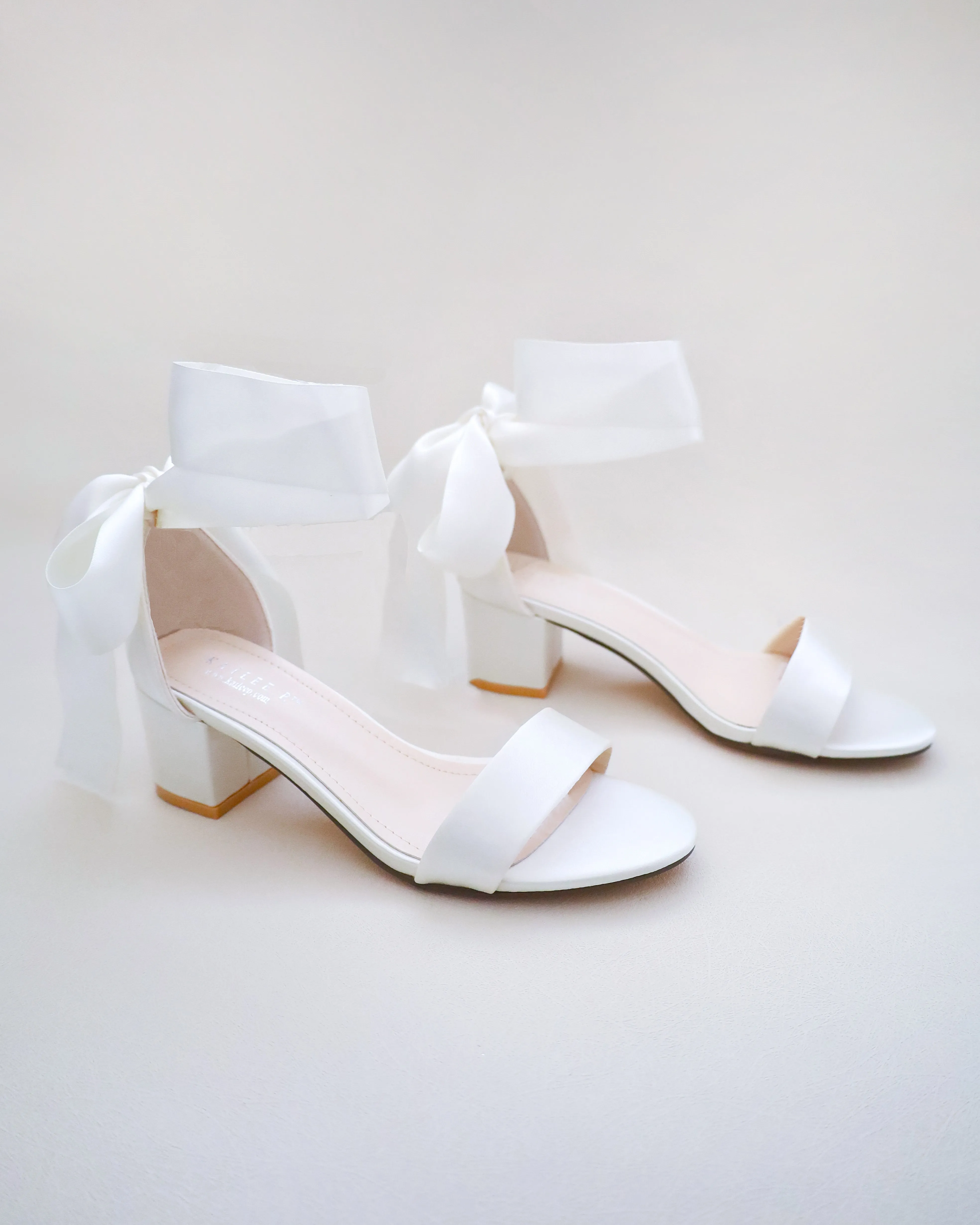 Satin Block Heel Sandal with Wrapped Ribbon Tie