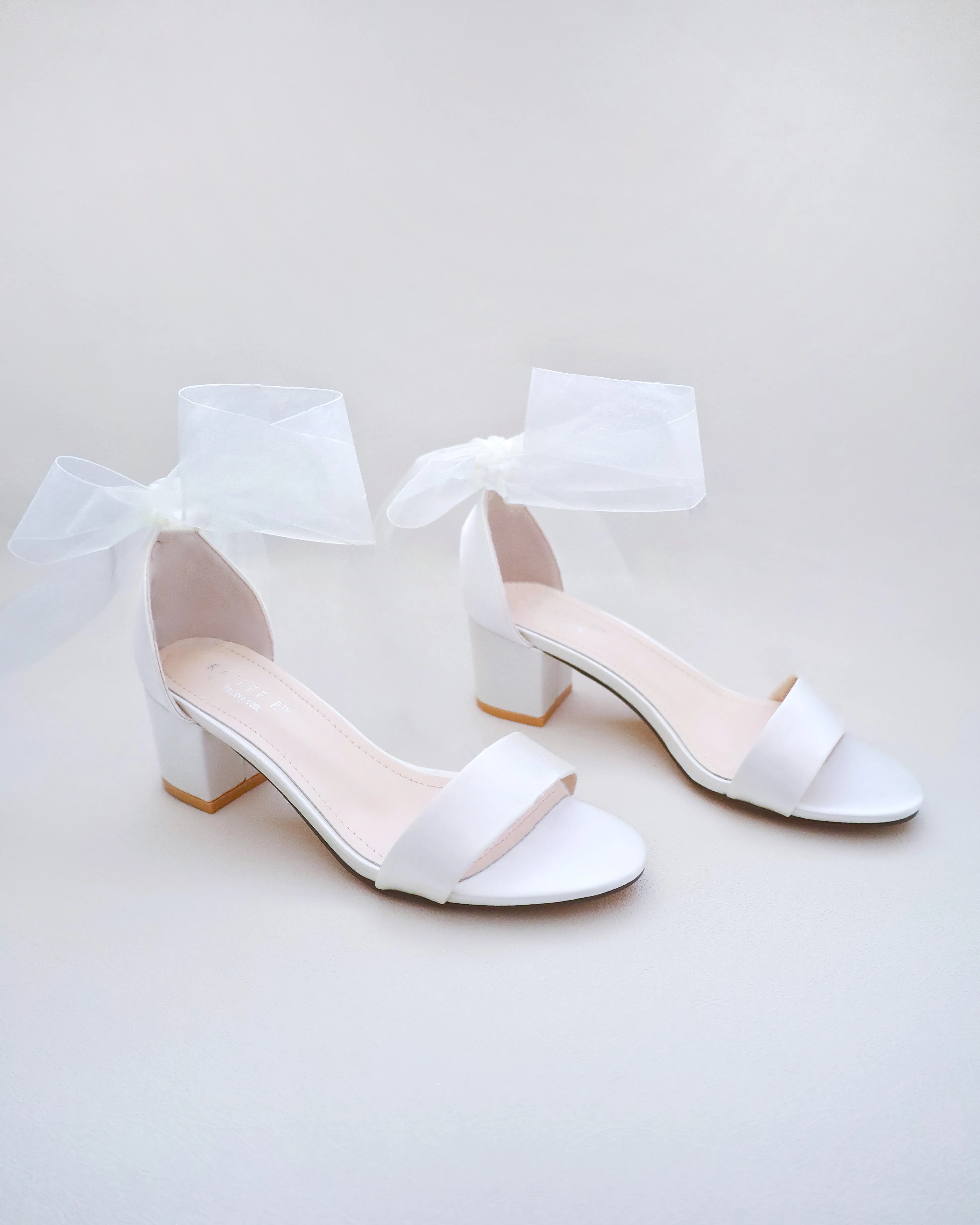 Satin Block Heel Sandal with Wrapped Ribbon Tie