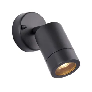 Saxby 78416 Palin 1lt spot wall IP44 7W Anthracite grey & clear glass 7W LED GU10 (Required)