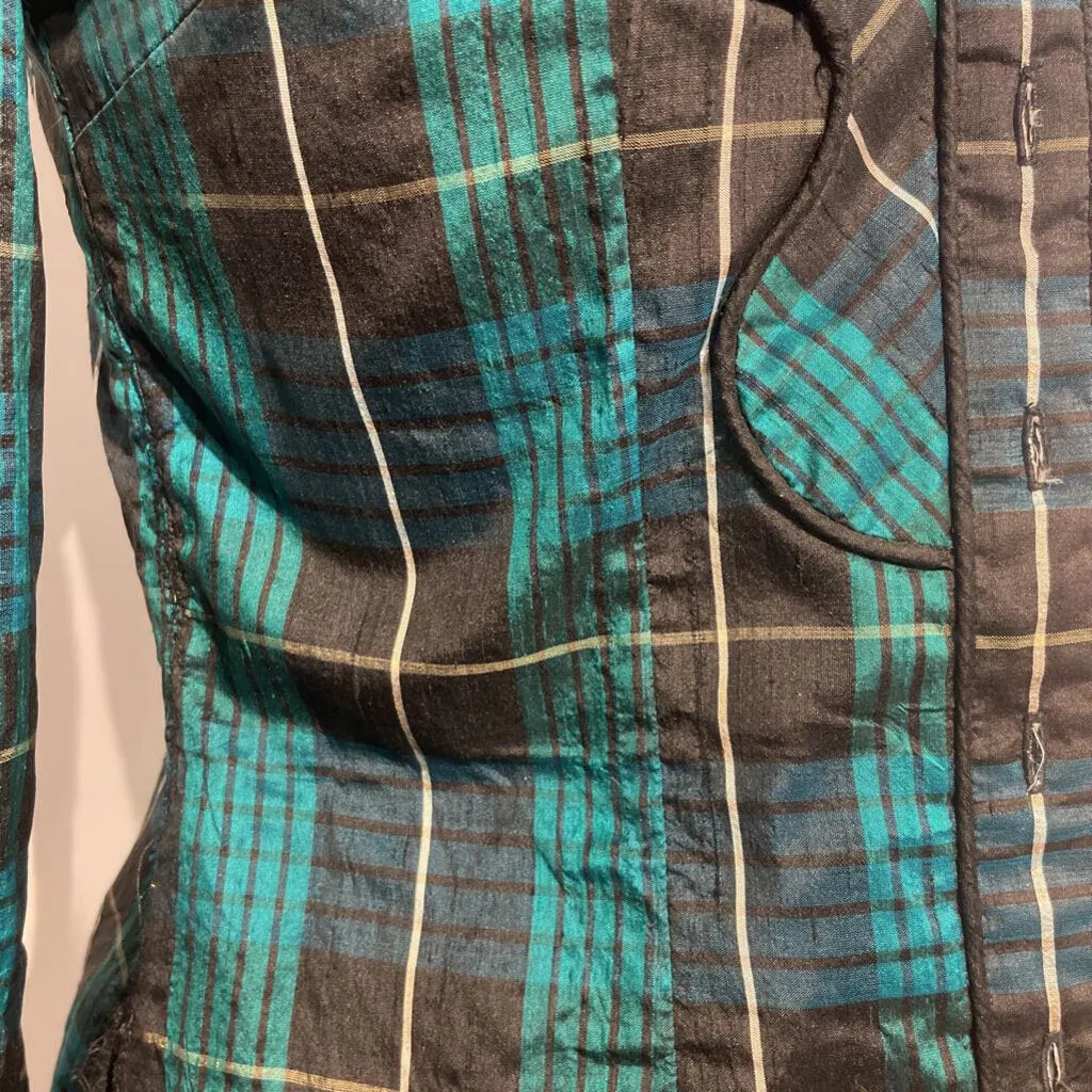 Show Season Green and Black Plaid Western Top