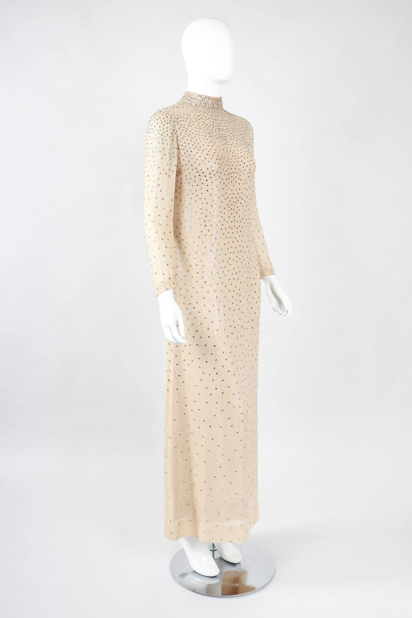 Sparkling Crystal Champagne Dress