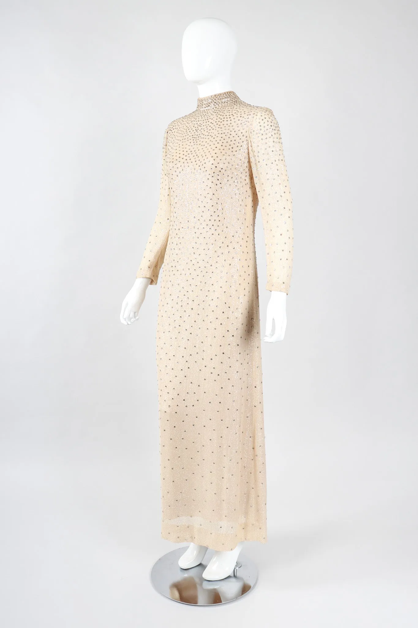 Sparkling Crystal Champagne Dress