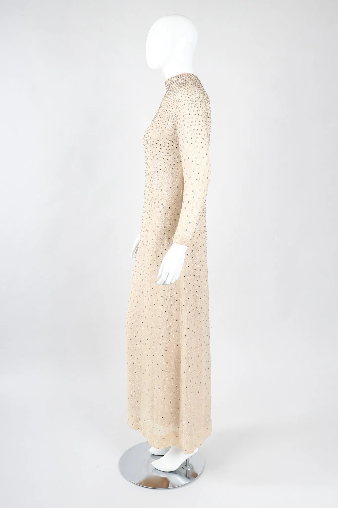 Sparkling Crystal Champagne Dress