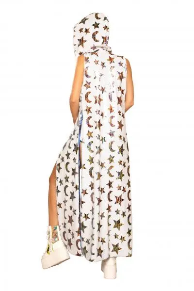 Star Flip Sequin Duster - Multi/Silver Star on White -