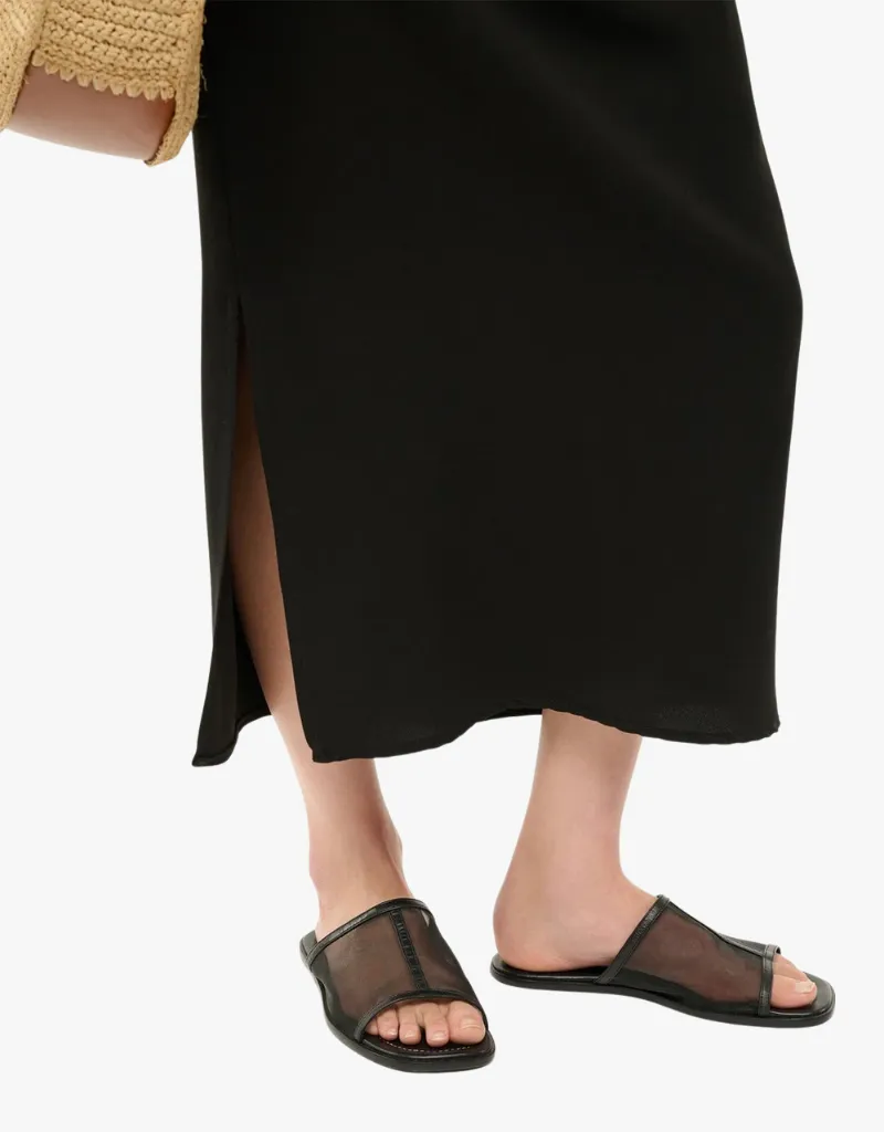 Staud Alessandra Sandals in Black Mesh