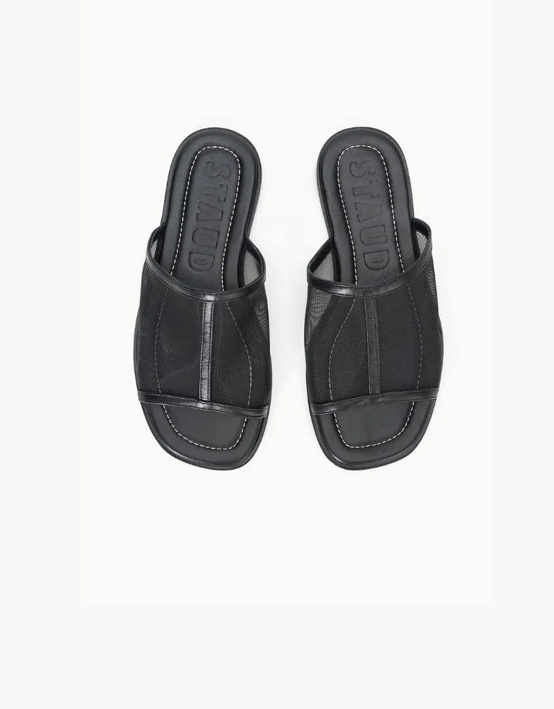 Staud Alessandra Sandals in Black Mesh