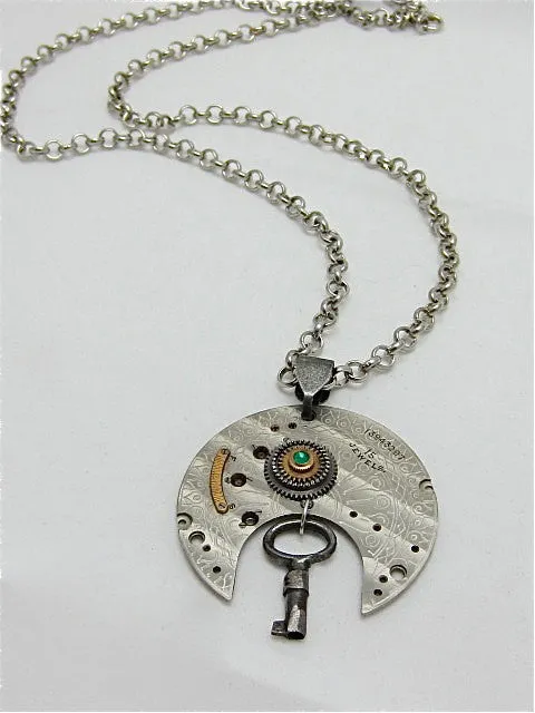 Steampunk Pendant - Secrets - Steampunk Necklace - Handmade steampunk jewelry made with real vintage pocket watch and watch parts