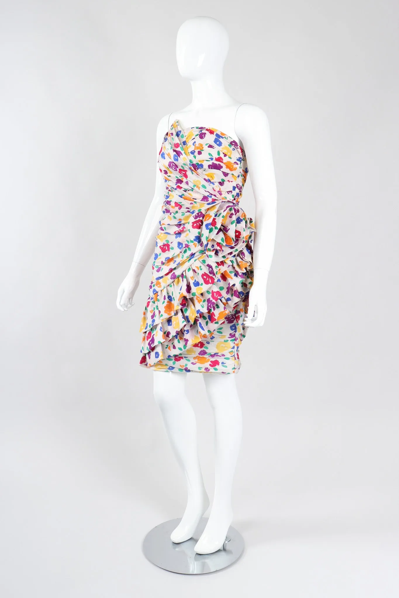 Strapless Floral Party Dress