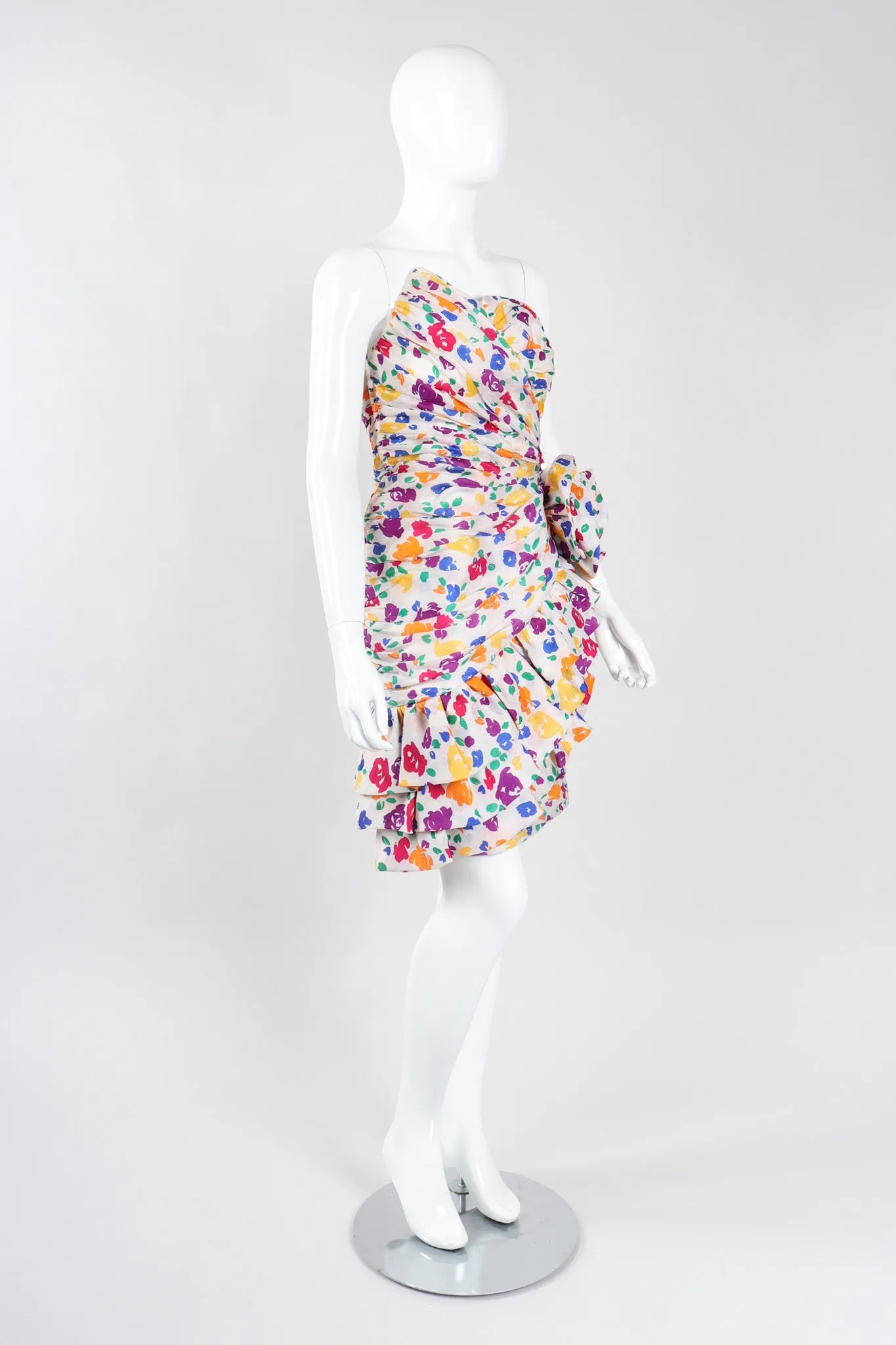 Strapless Floral Party Dress