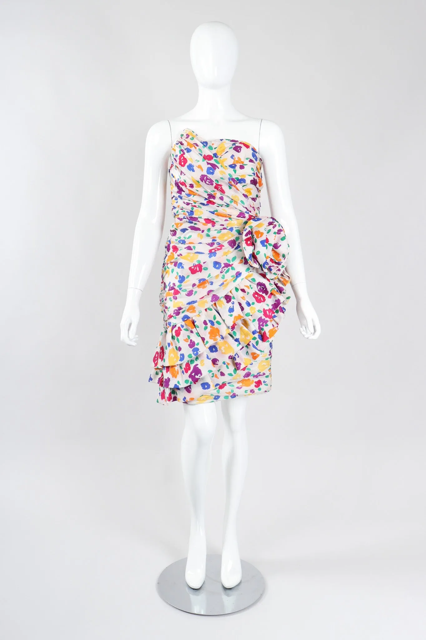 Strapless Floral Party Dress