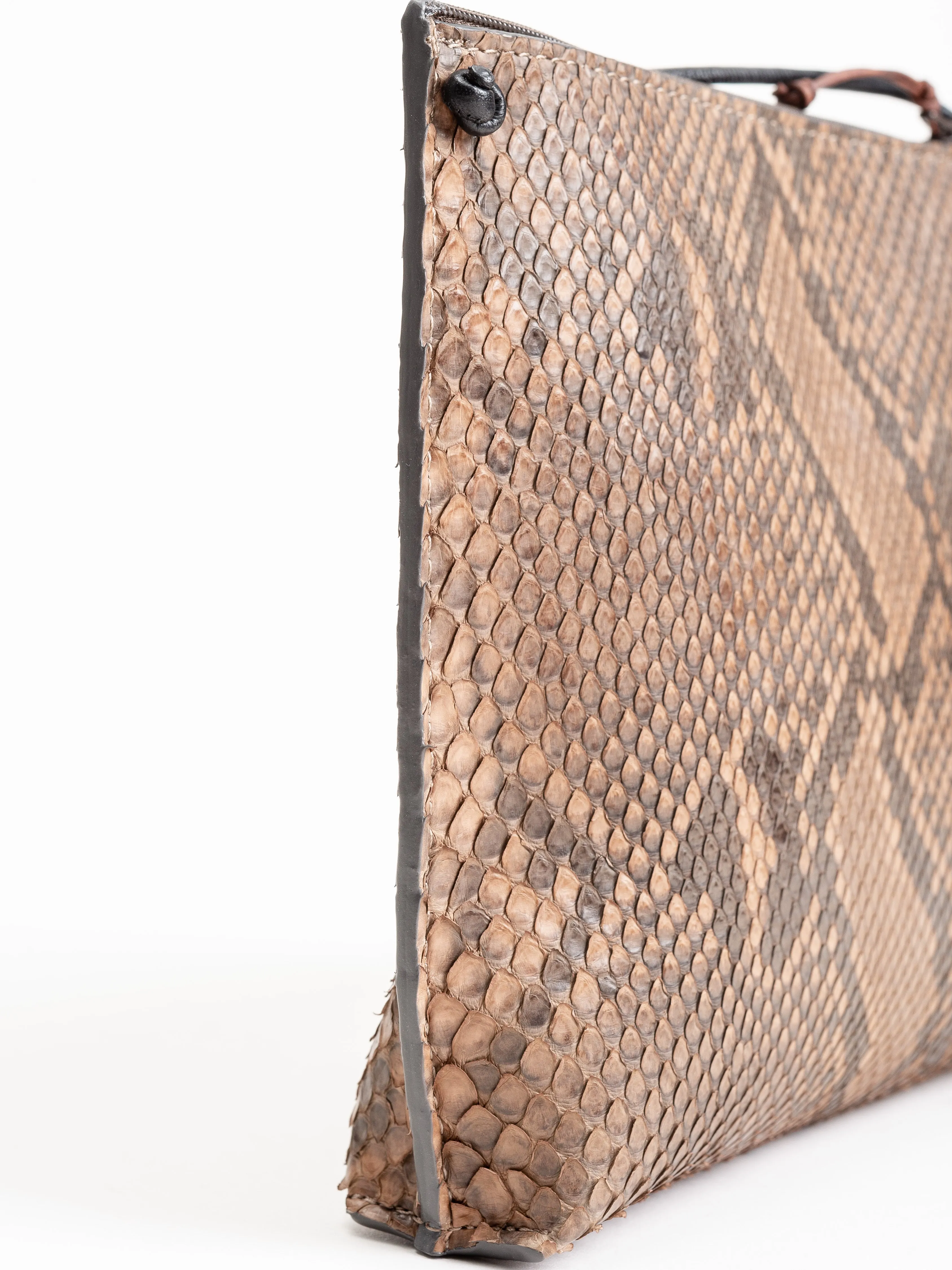 strappy pouch - brown diamond python