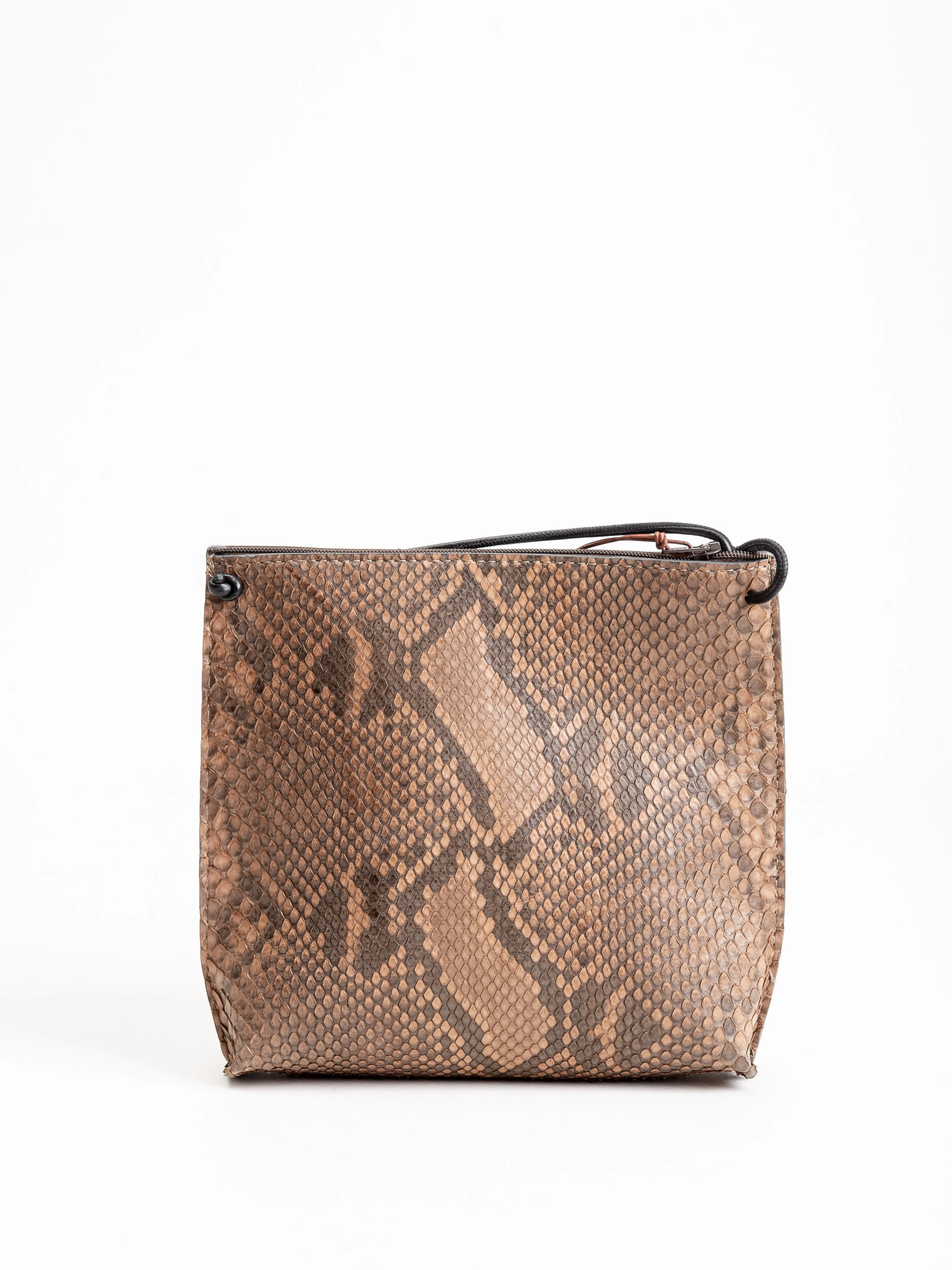 strappy pouch - brown diamond python