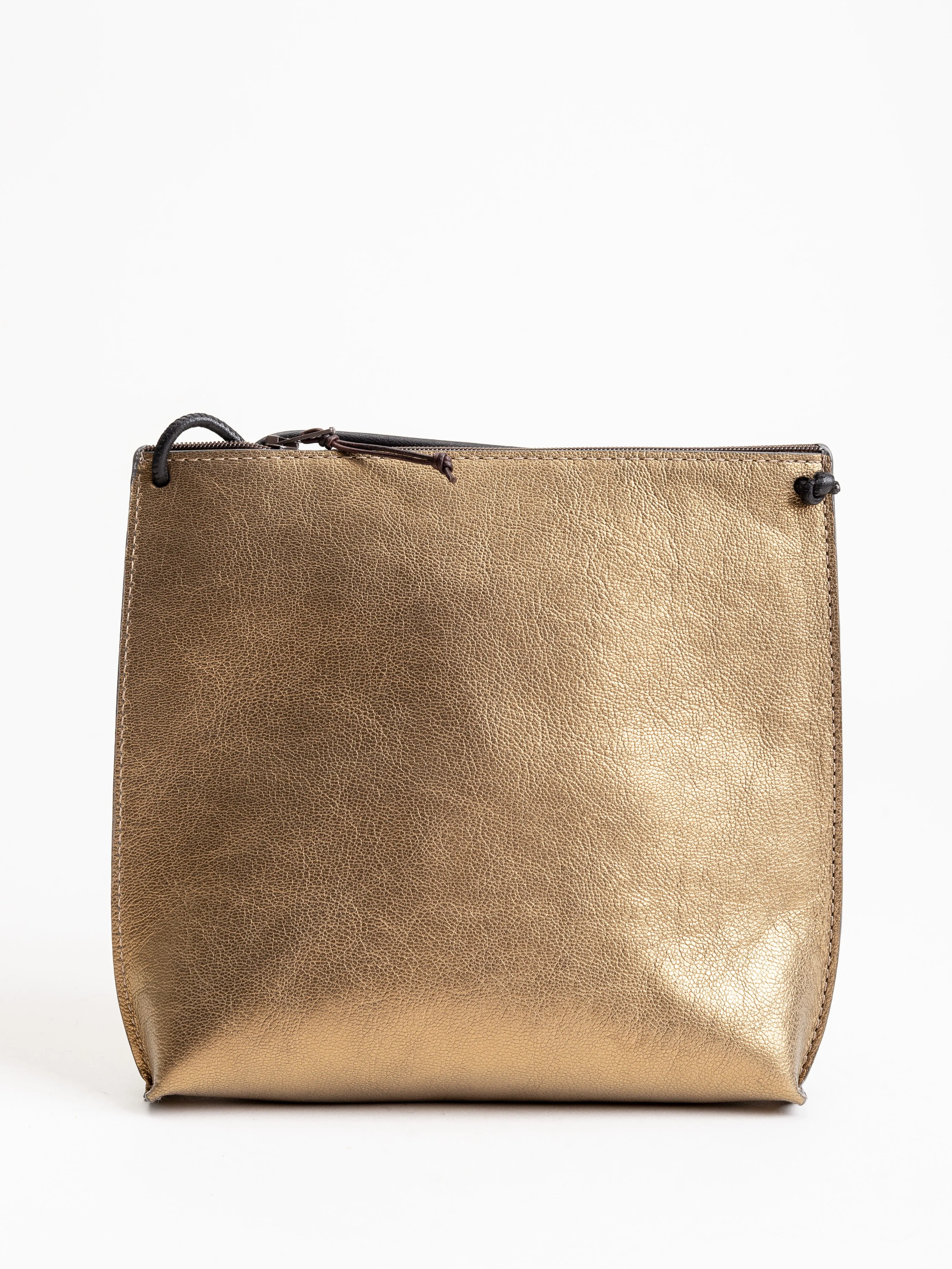 strappy pouch - gold french goat