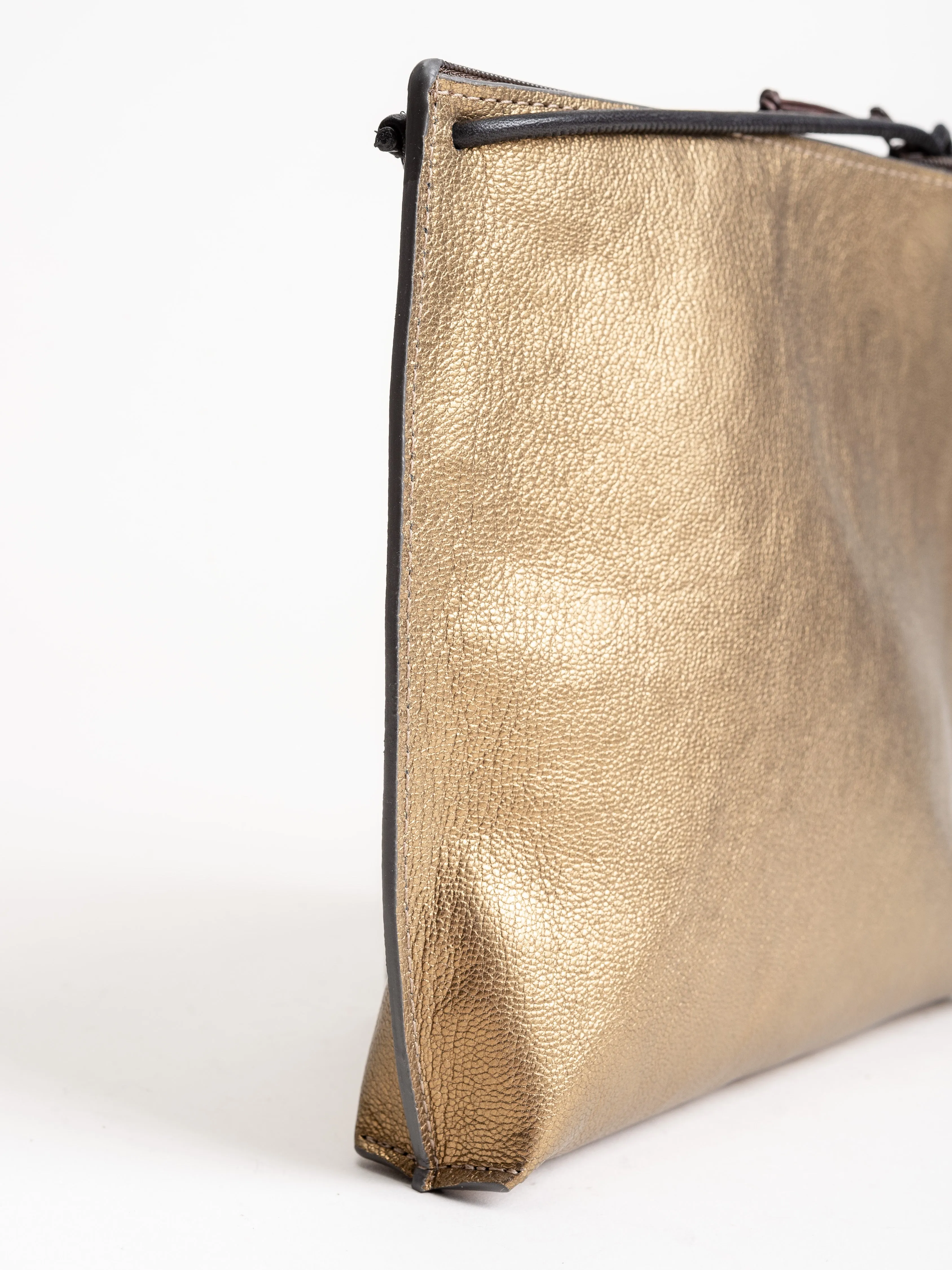 strappy pouch - gold french goat