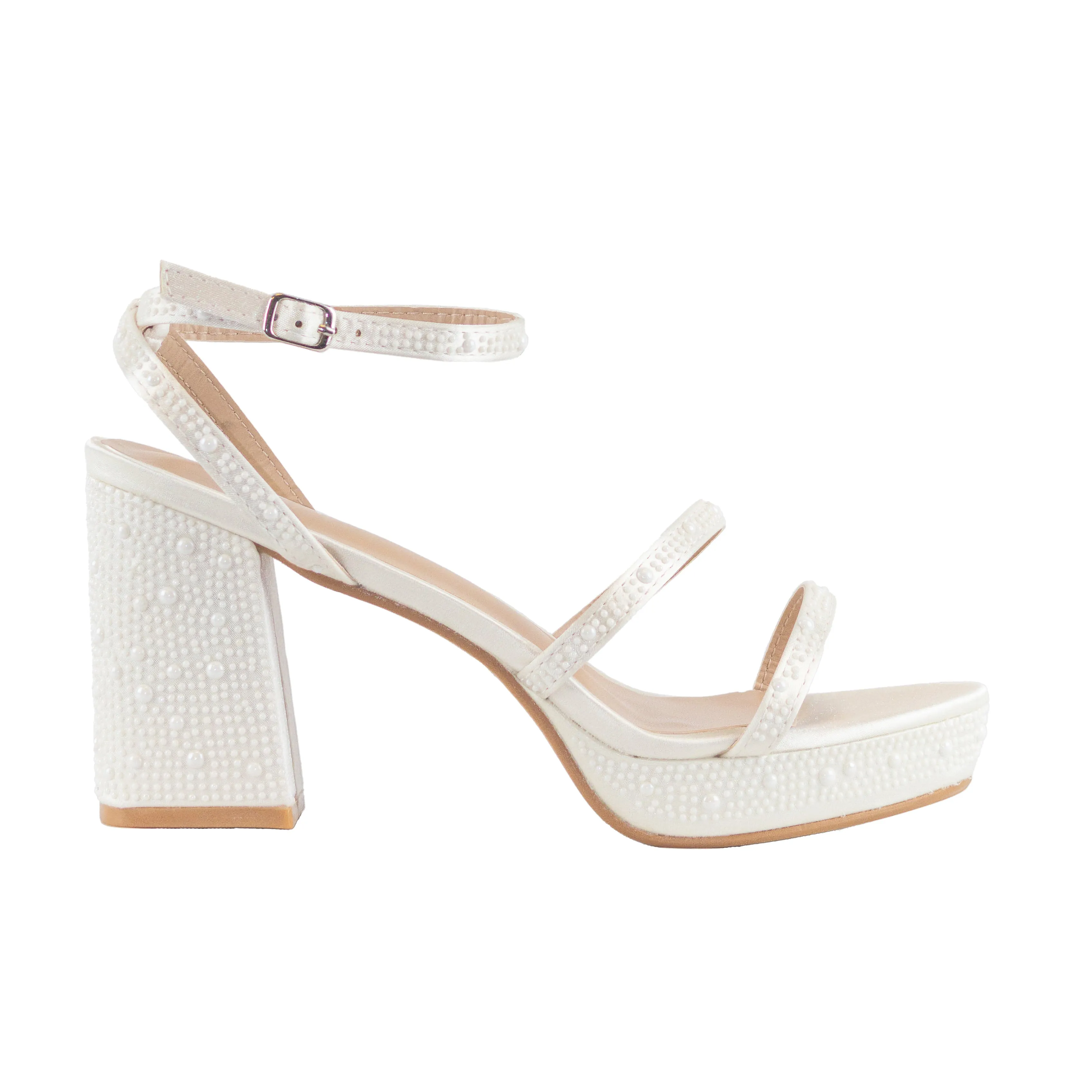 Swank - Wide Fit Elegant Open Toe Sandals, Platform Chunky Heels, Rhinestone Detailing All Over, Bold & Comfortable Statement Heels