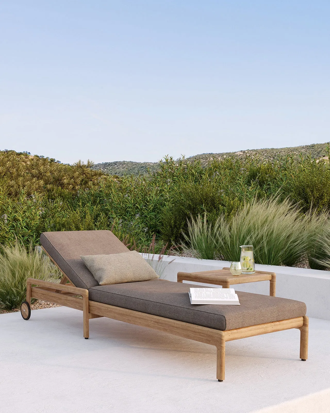 Teak Jack Outdoor Adjustable Lounger - Wooden Frame