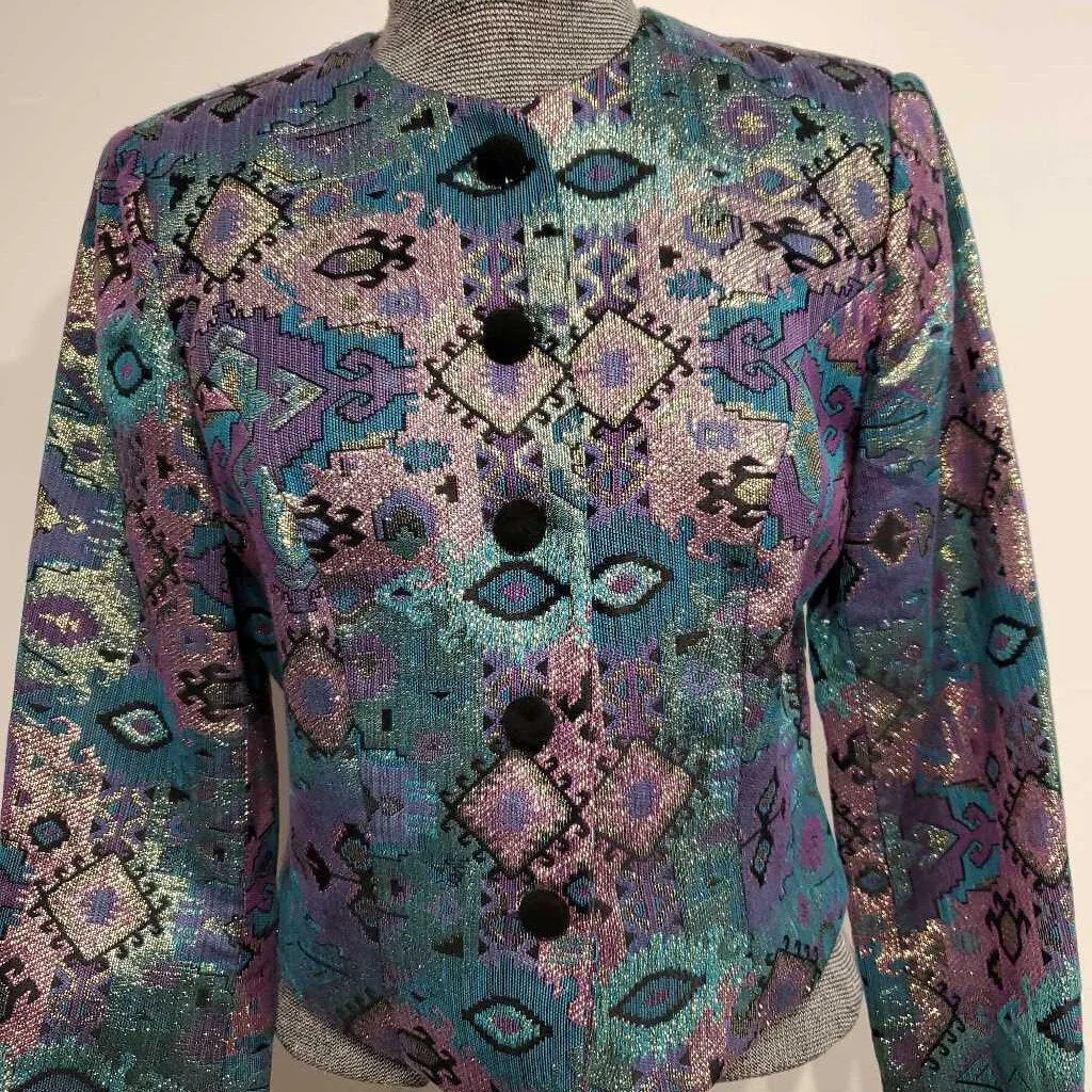 Teal and Pink Sparkle Aztech Western Top