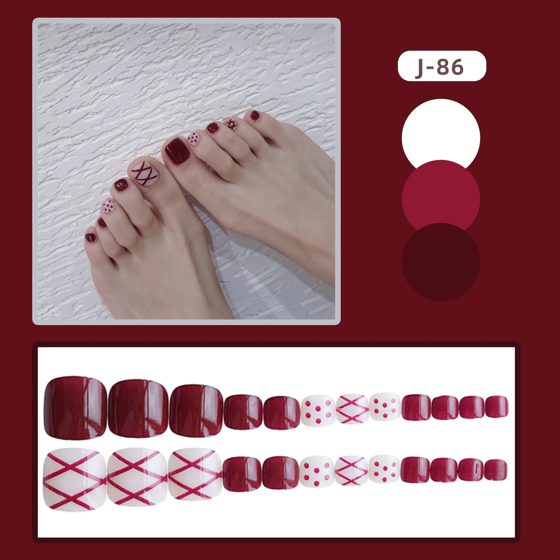 Toe nail crossline red