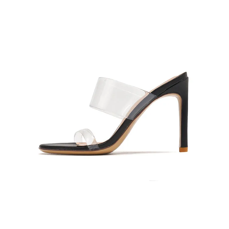 Transparent Ankle-strap High Slim-fit Strap Chunky Heels