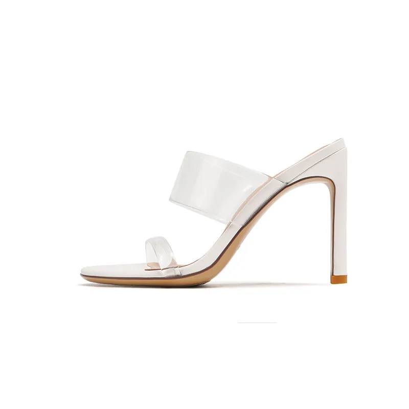Transparent Ankle-strap High Slim-fit Strap Chunky Heels