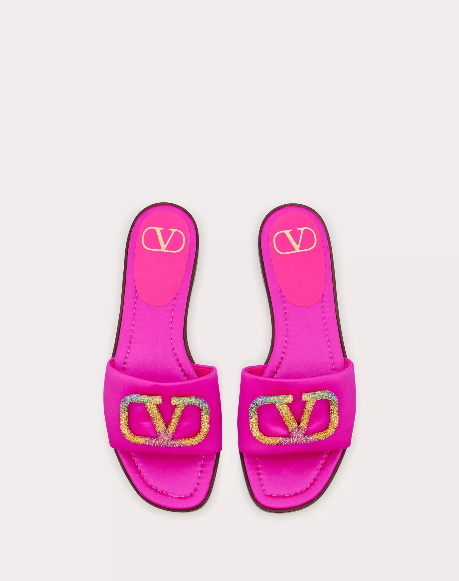Valentino Garavani Escape Slide Sandal In Satin With Crystals
