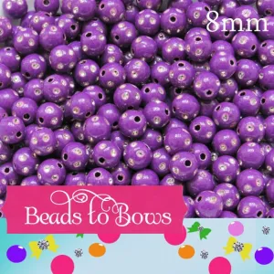 Violet 8mm Bling Bubblegum Beads, Chunky Bubblegum Beads,  Acrylic Beads, Chunky Necklace Supply Bead, Chunky Gumball Beads