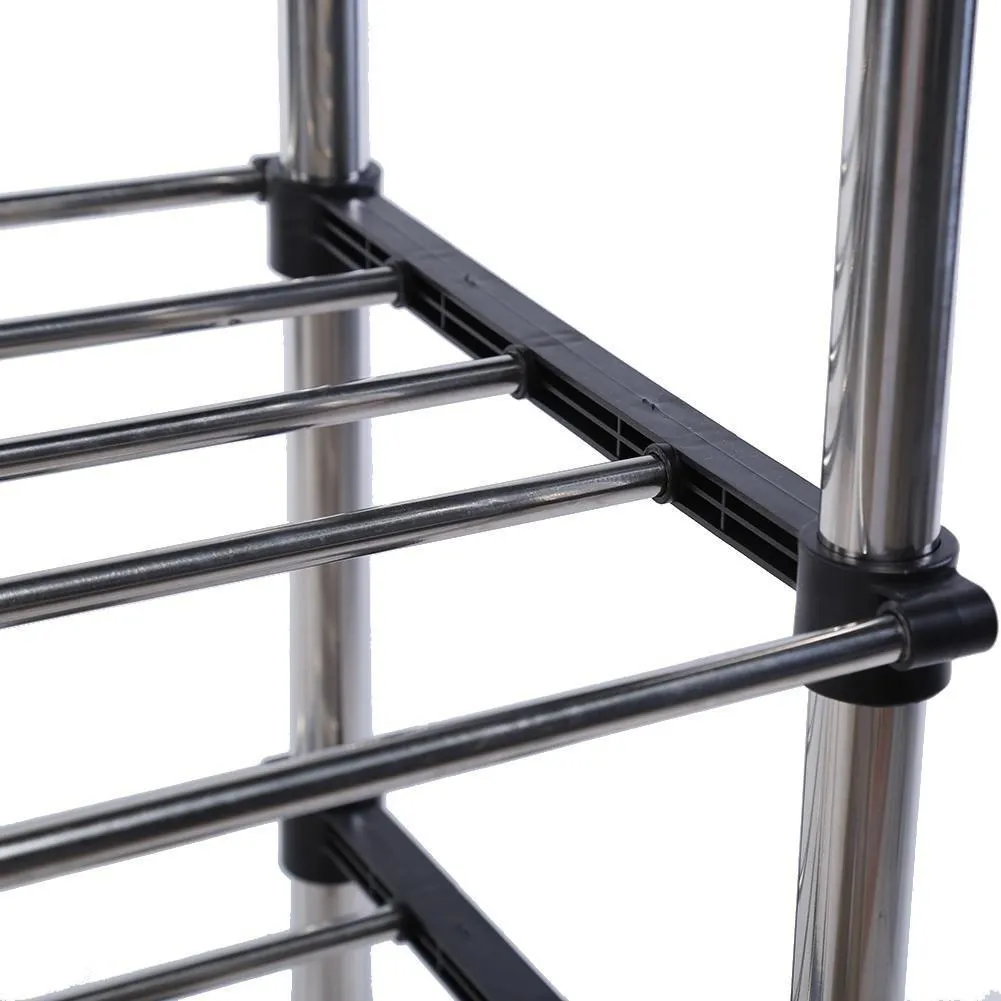 Vipeco Double Garment Rack Clothes Adjustable Portable Hanging Rail by Home Discou
