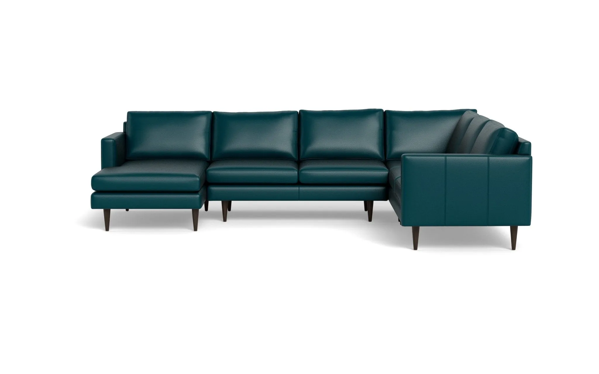 Wallace 131" Leather Untufted Corner Sectionals w. Left Chaise