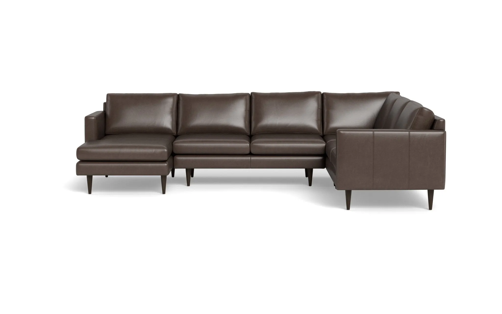 Wallace 131" Leather Untufted Corner Sectionals w. Left Chaise