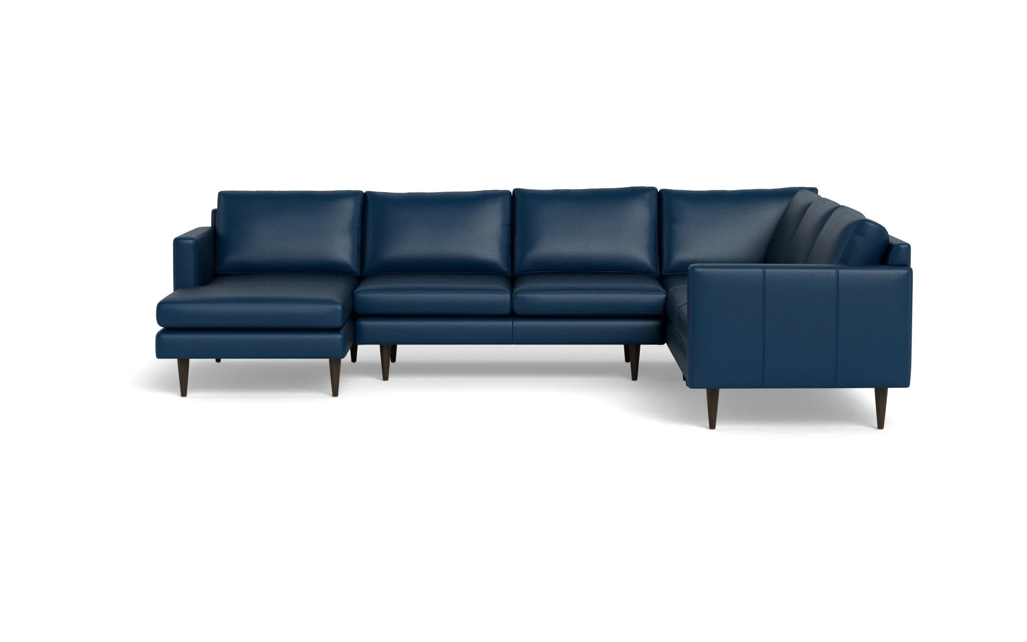 Wallace 131" Leather Untufted Corner Sectionals w. Left Chaise