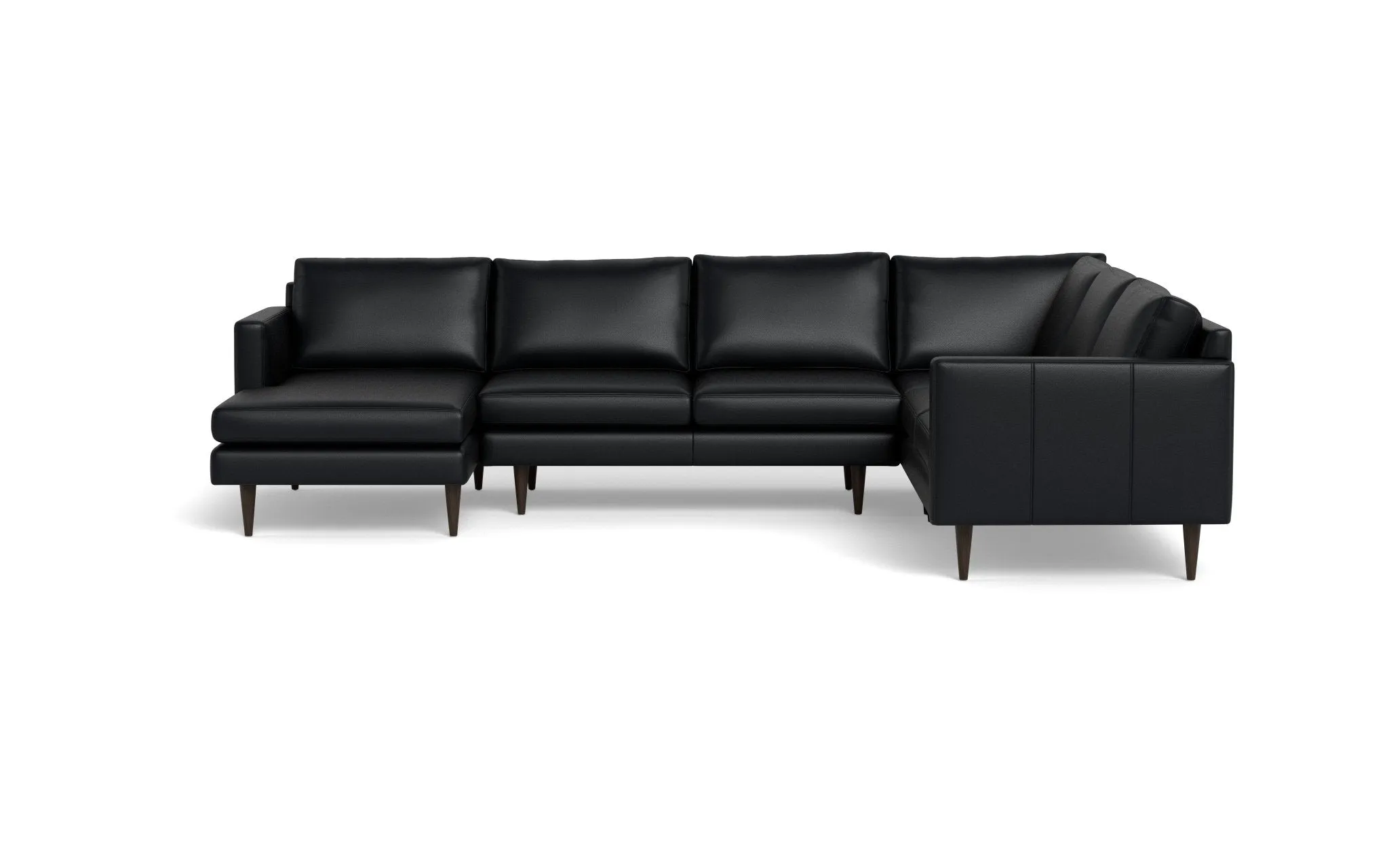 Wallace 131" Leather Untufted Corner Sectionals w. Left Chaise