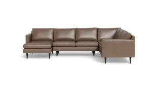 Wallace 131" Leather Untufted Corner Sectionals w. Left Chaise