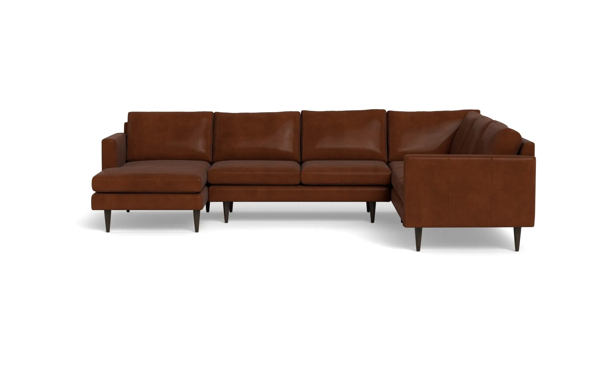 Wallace 131" Leather Untufted Corner Sectionals w. Left Chaise
